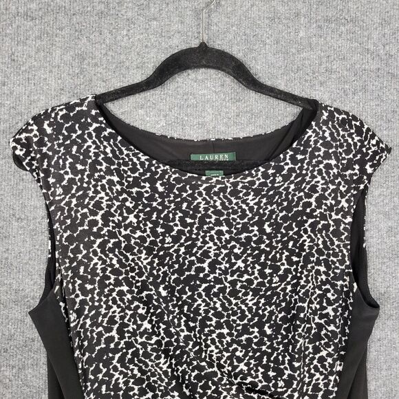 LAUREN RALPH LAUREN Black Abstract Slinky Knit Career Office Dress SIZE 12 - Picture 3 of 10